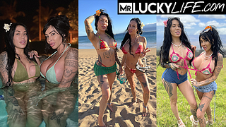 Busty Besties Danae Marie And Lacey Jane Enjoy An Outdoor Date And Blowjob